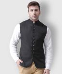 Hangup Black Cotton Blend Nehru Jacket