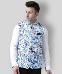 Hangup Blue Cotton Blend Nehru Jacket