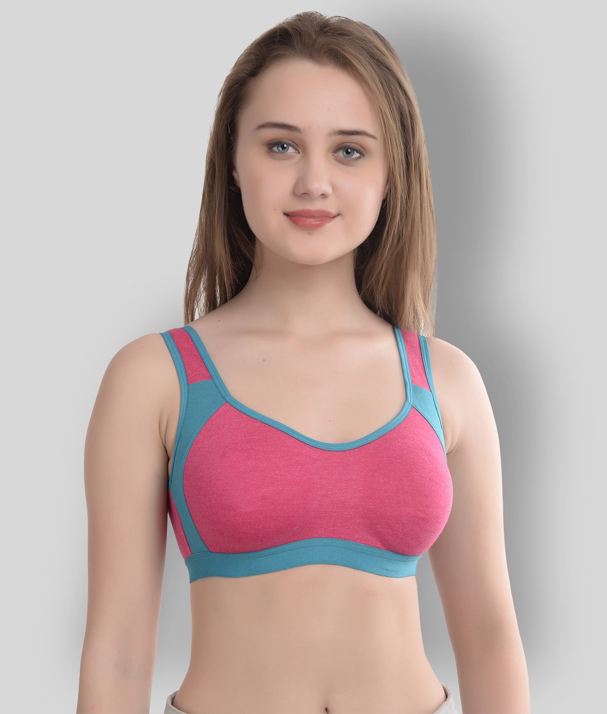 Viral Girl Pink Cotton Solid Sports Bra