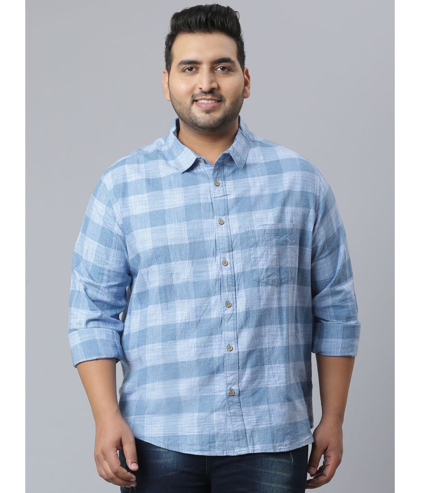 instaFab - Light Blue Cotton Oversized Fit Men's Casual Shirt ( Pack of 1 )