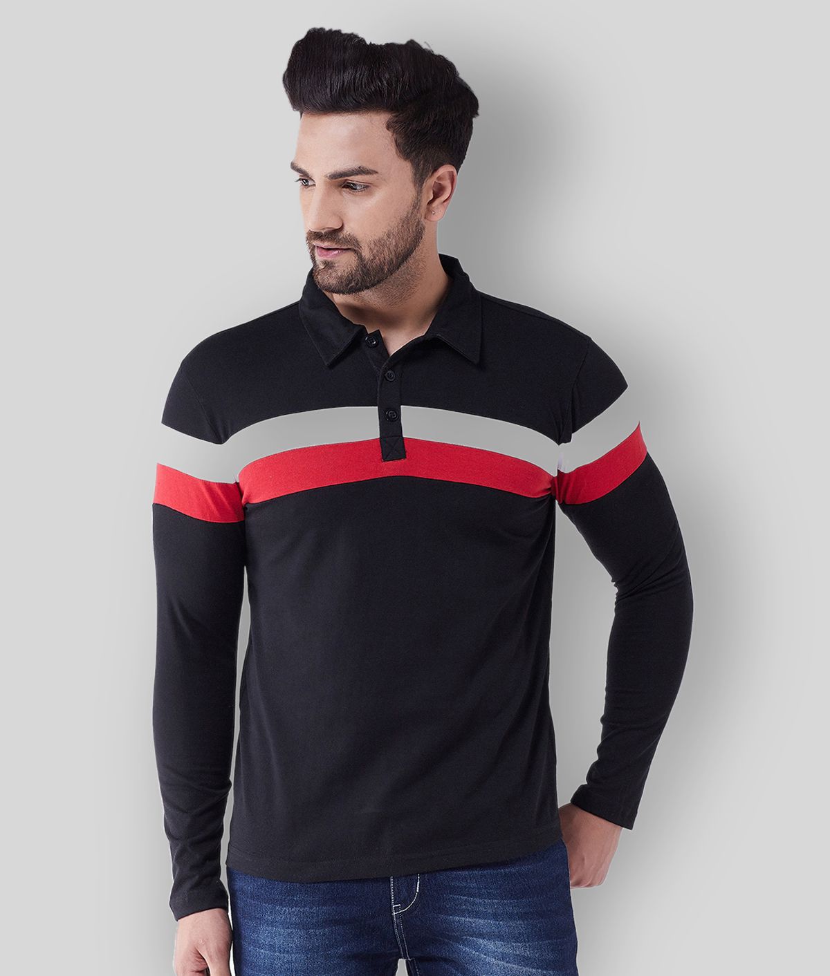 Gritstones - Black Cotton Blend Regular Fit Men's Polo T Shirt ( Pack of 1 )