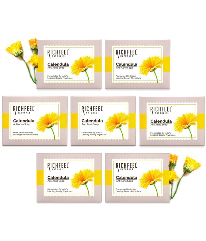     			Richfeel Calendula Anti Acne Soap 75 G Pack of 7 | Removes Tan| Skin Brightening| Reduces Marks & Blemishes