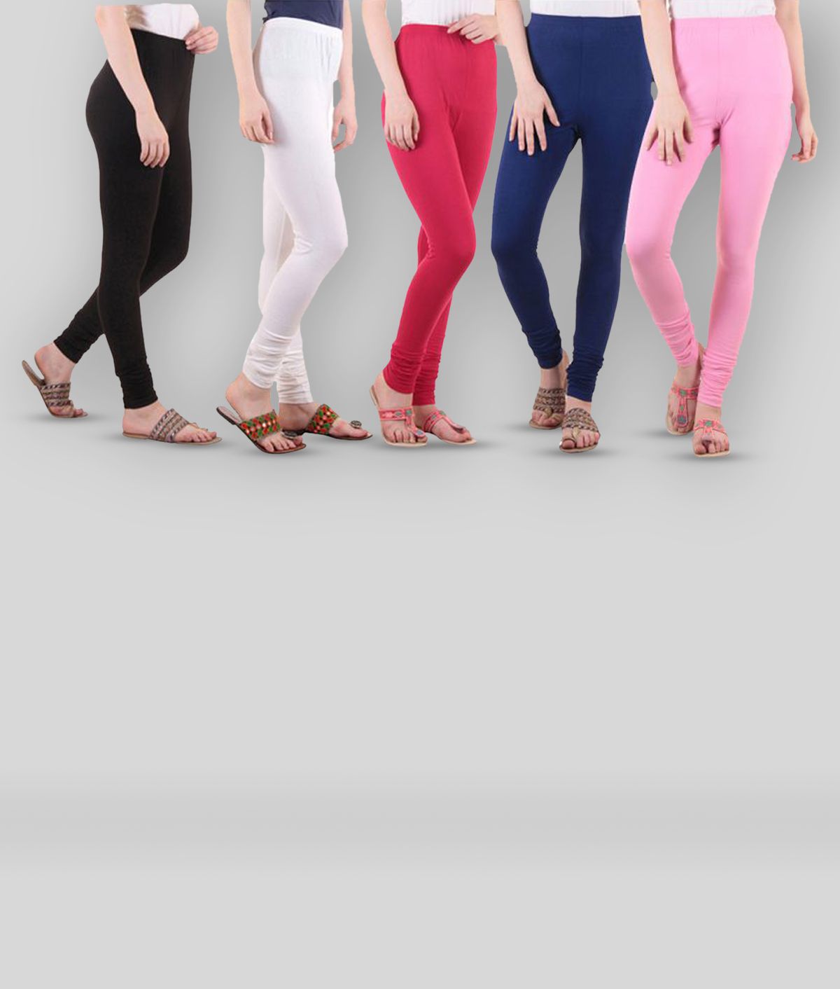 Diaz - Multicoloured Cotton Blend Women's Leggings ( Pack of 5 )