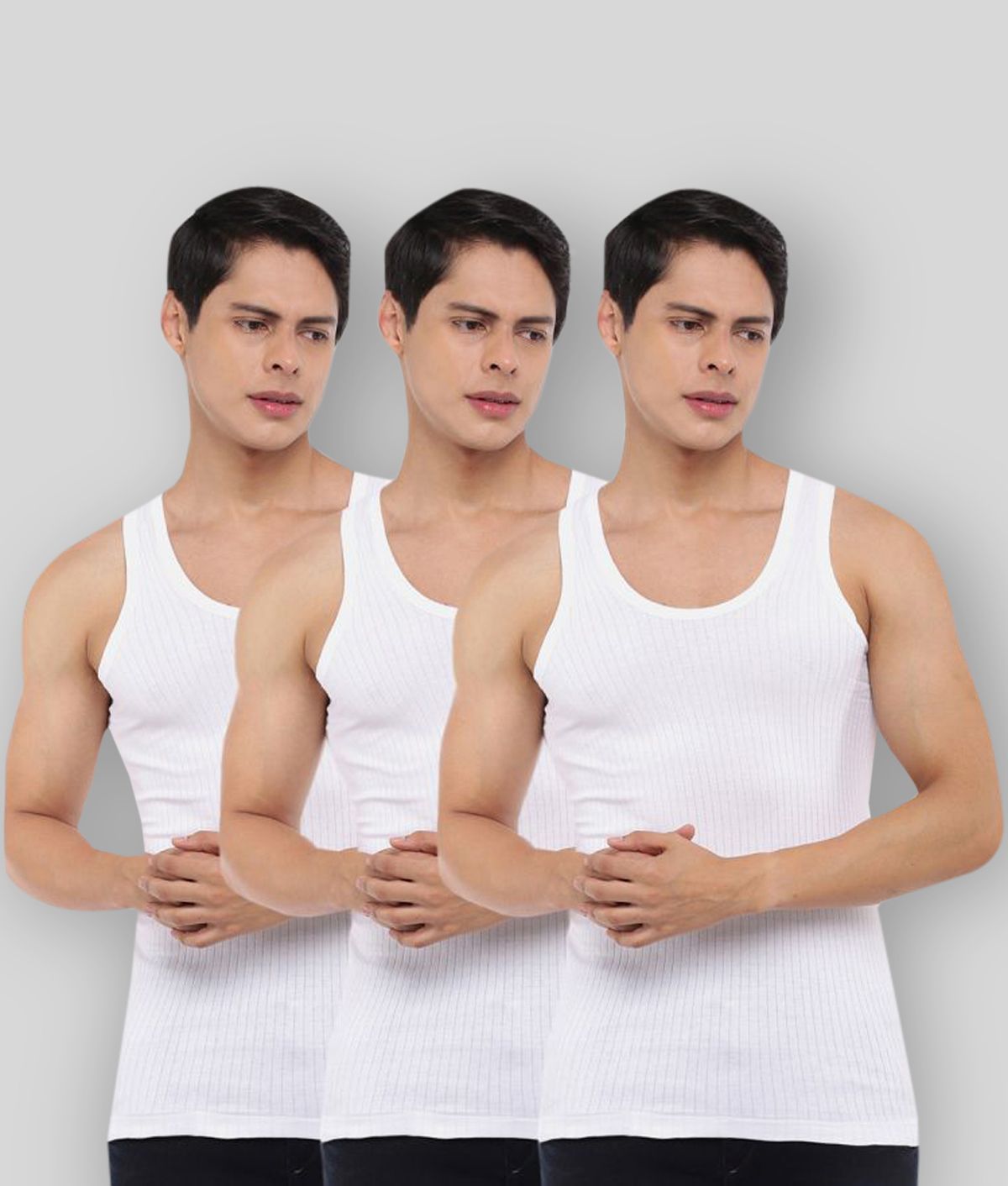     			Pack of 3 Dollar Bigboss White Cotton Blend Men's Vest