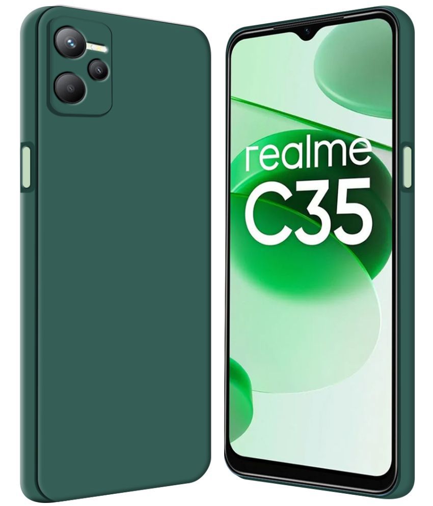 Fashionury - Green Rubber Plain Cases Compatible For Realme C35 ( Pack of 1 )