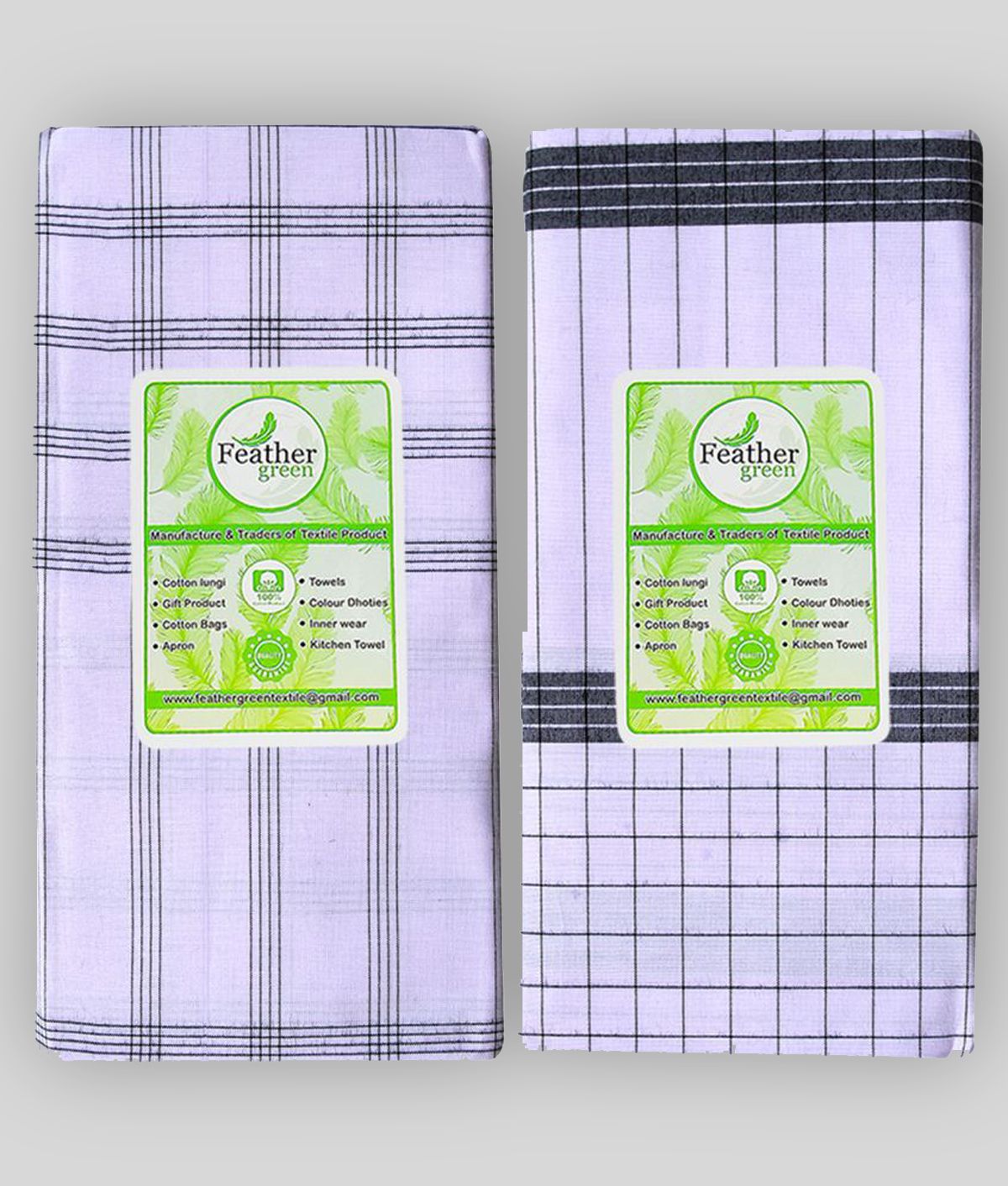     			Feather Green - Multi Cotton Men's Lungi ( Pack of 2 )