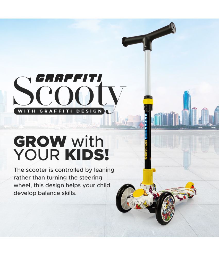     			NHR Party Graffiti Scooty, Scooter For Kids, Scooter, Scooty, Kids Scooter, Scooter For Kids 3+ Years, 3 Wheel Scooter With Adjustable Height N Brake For Kids (Capacity 45Kg | Multicolor)