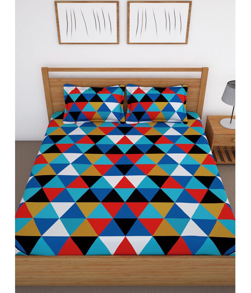     			Story@Home - Blue Cotton Double Bedsheet with 2 Pillow Covers