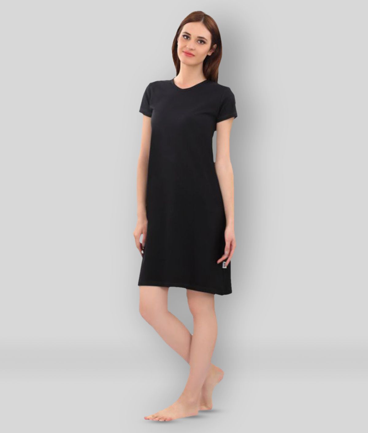     			Zebu - Black Cotton Women's Nightwear Night Dress