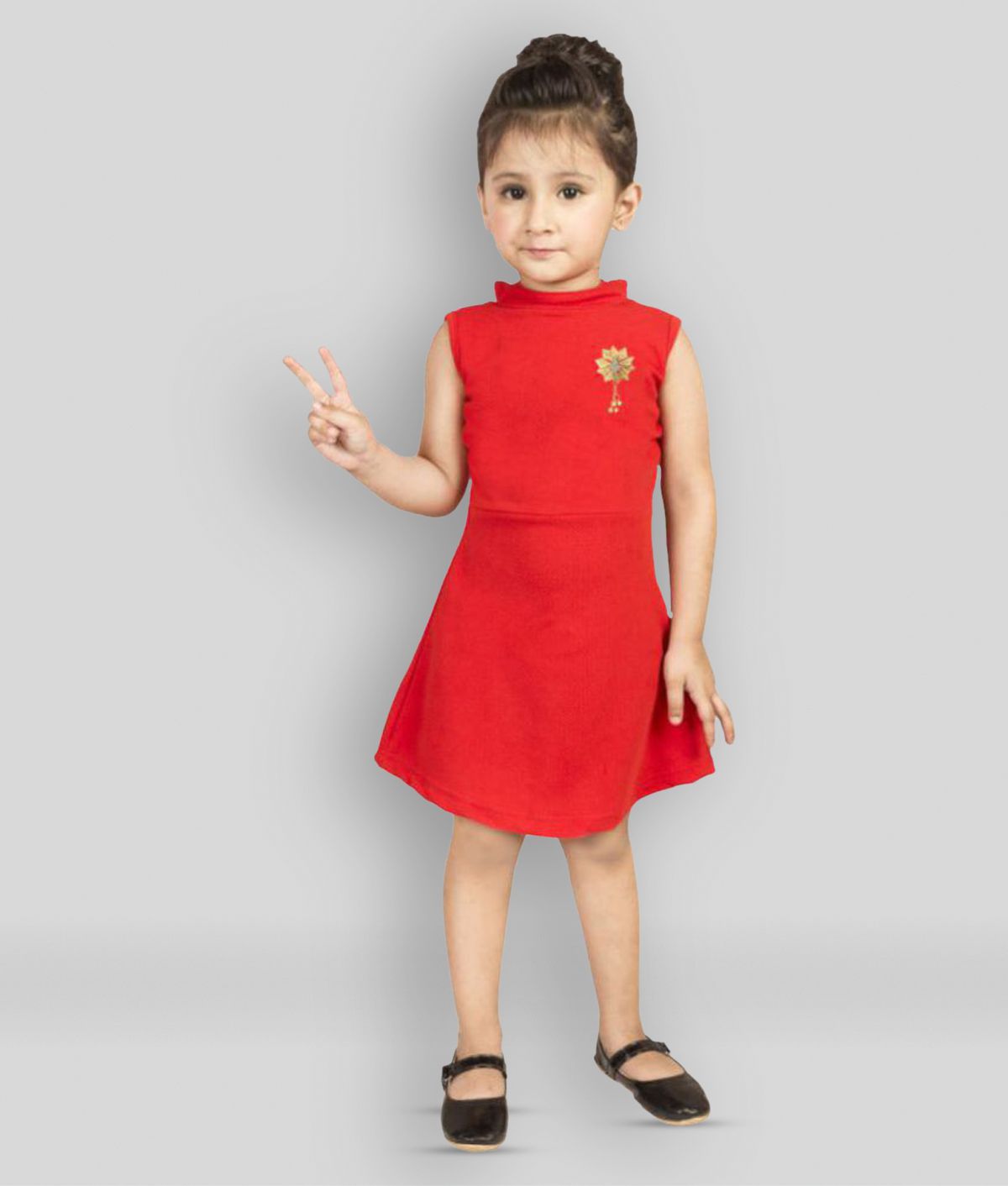     			Addyvero - Red Cotton Blend Girl's A-line Dress ( Pack of 1 )