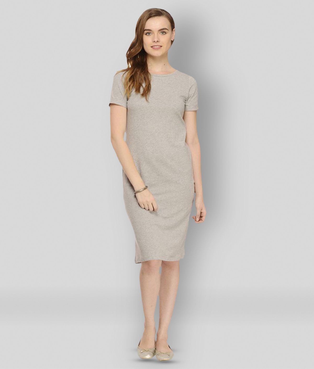     			Rigo - Light Grey Cotton Blend Women's T-shirt Dress ( Pack of 1 )