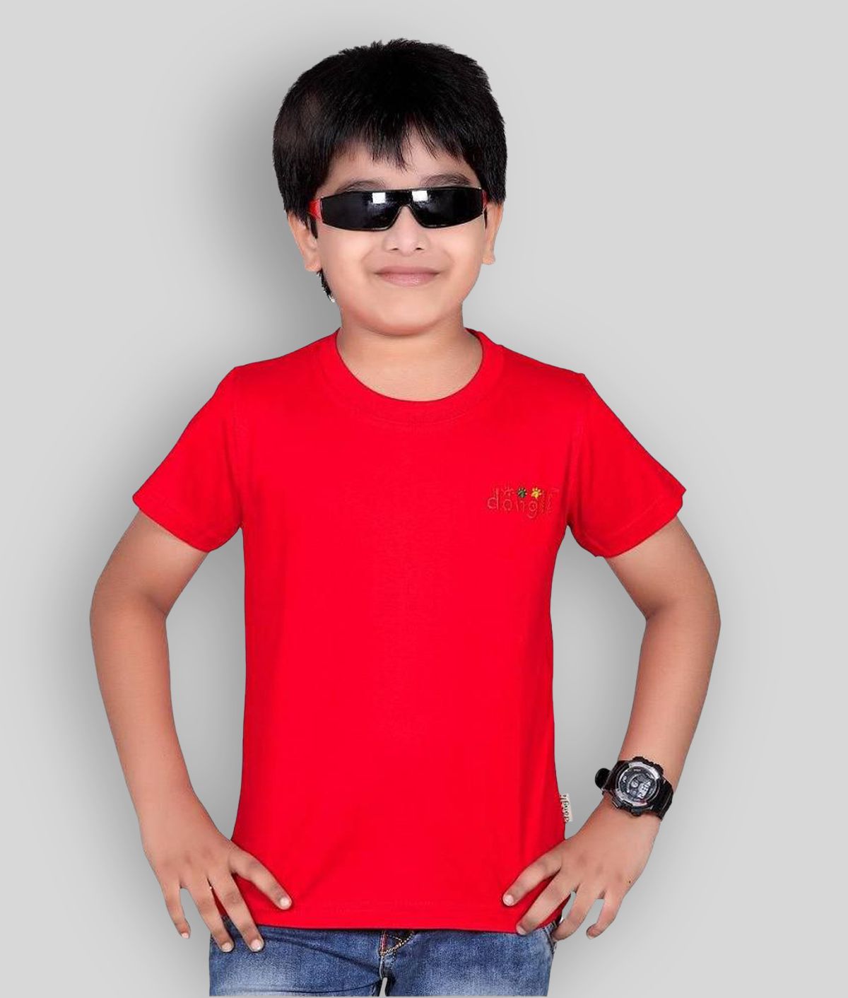 Dongli - Red 100% Cotton Boy's T-Shirt ( Pack of 1 )