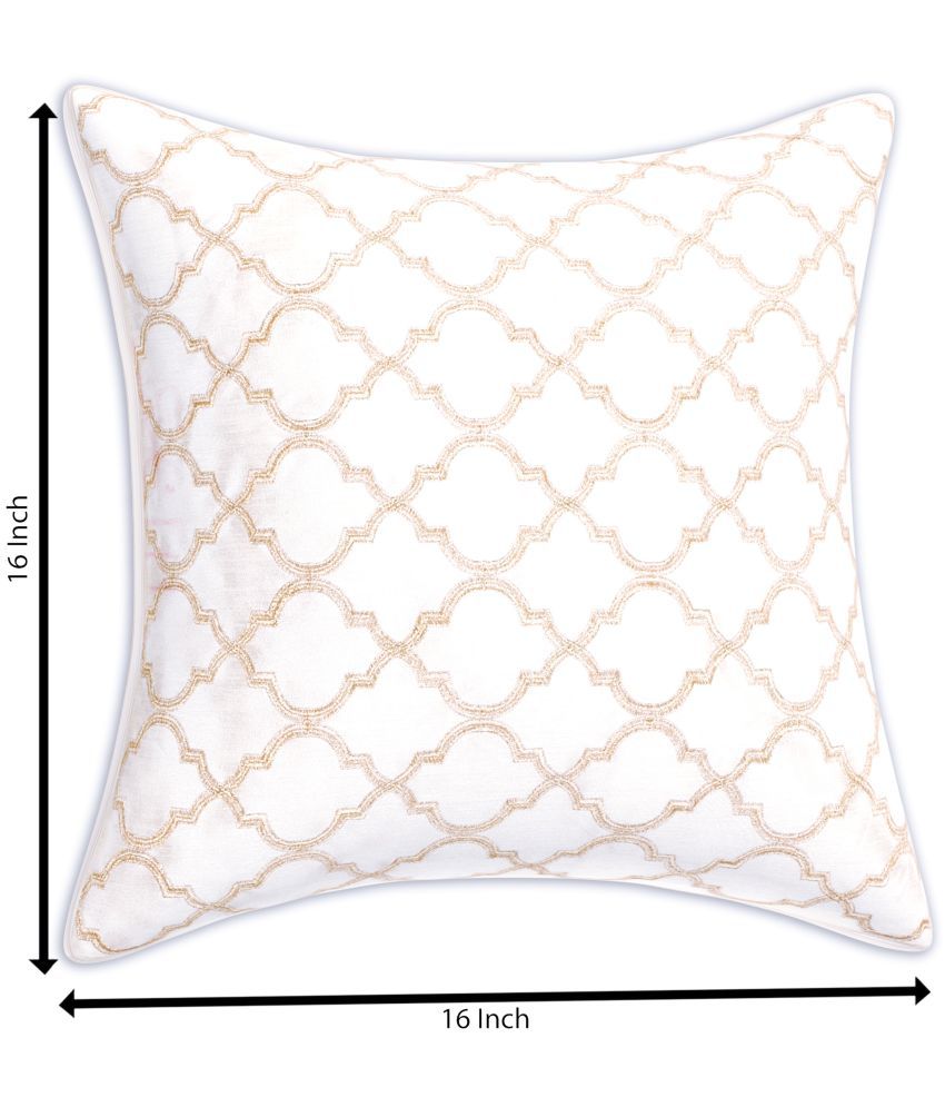     			INDHOME LIFE - White Set of 1 Silk Square Cushion Cover