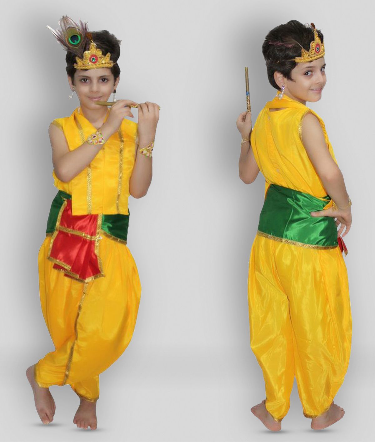     			Kaku Fancy Dresses Bal Krishna Costume For Kids Krishnaleela/Janmashtami/Kanha/Mythological Character Krishna Fancy Dress for Boys