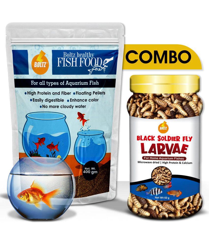     			BOLTZ Fish Food and BSF Combo Parent (BSF Larvae 60gm + Fish Food 400gm