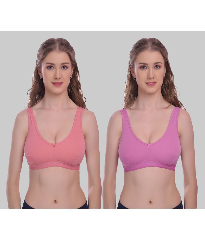     			Elina Pack of 2 Cotton Non Padded Women's Everyday Bra ( Pink )