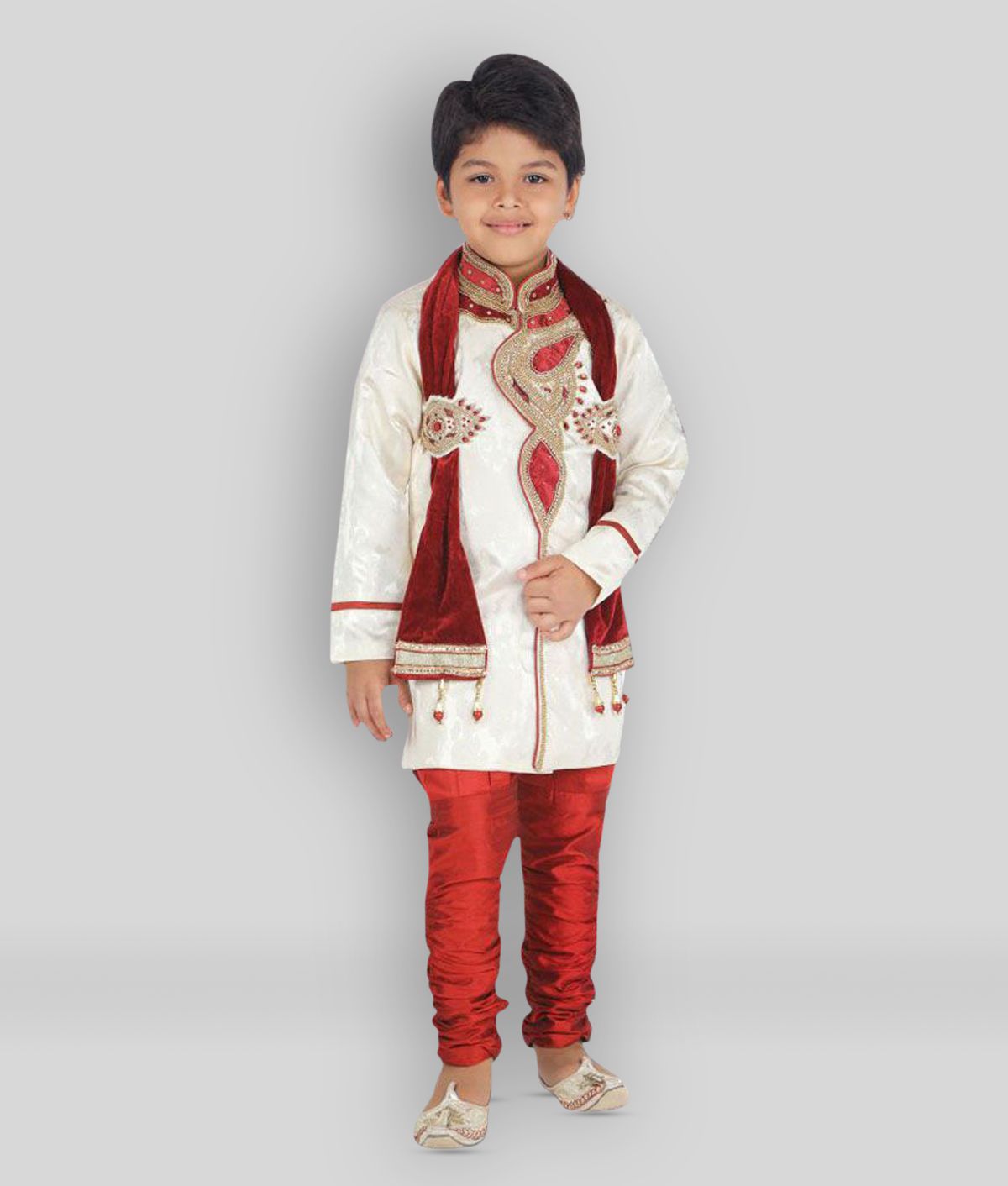     			Ahhaaaa Kids Ethnic Hand work embroidery Sherwani and Breeches With for Boys