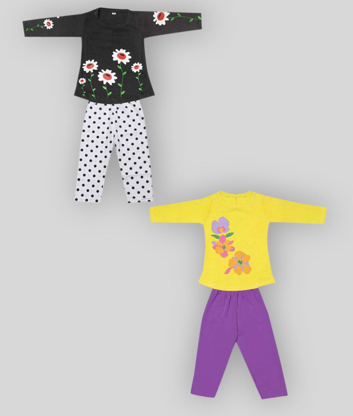     			Babeezworld - Multi Cotton Baby Girl Top & Trouser ( Pack of 2 )