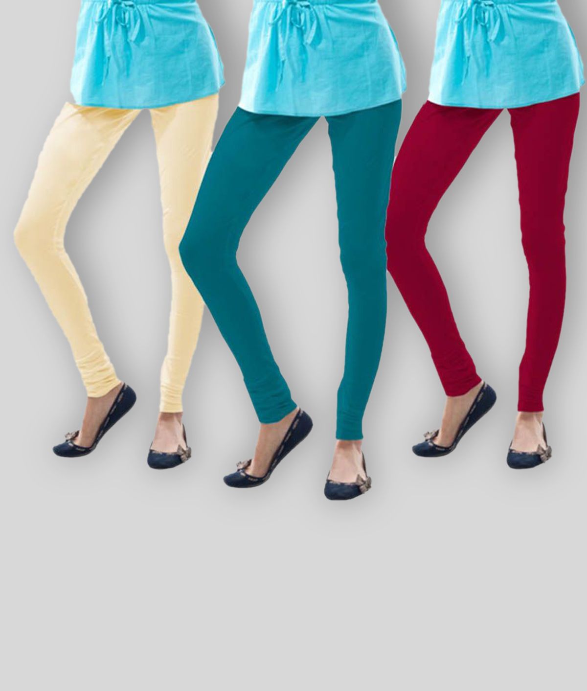     			Dollar Missy Leggings- Pack Of 3 (cream, Blue And Pink)