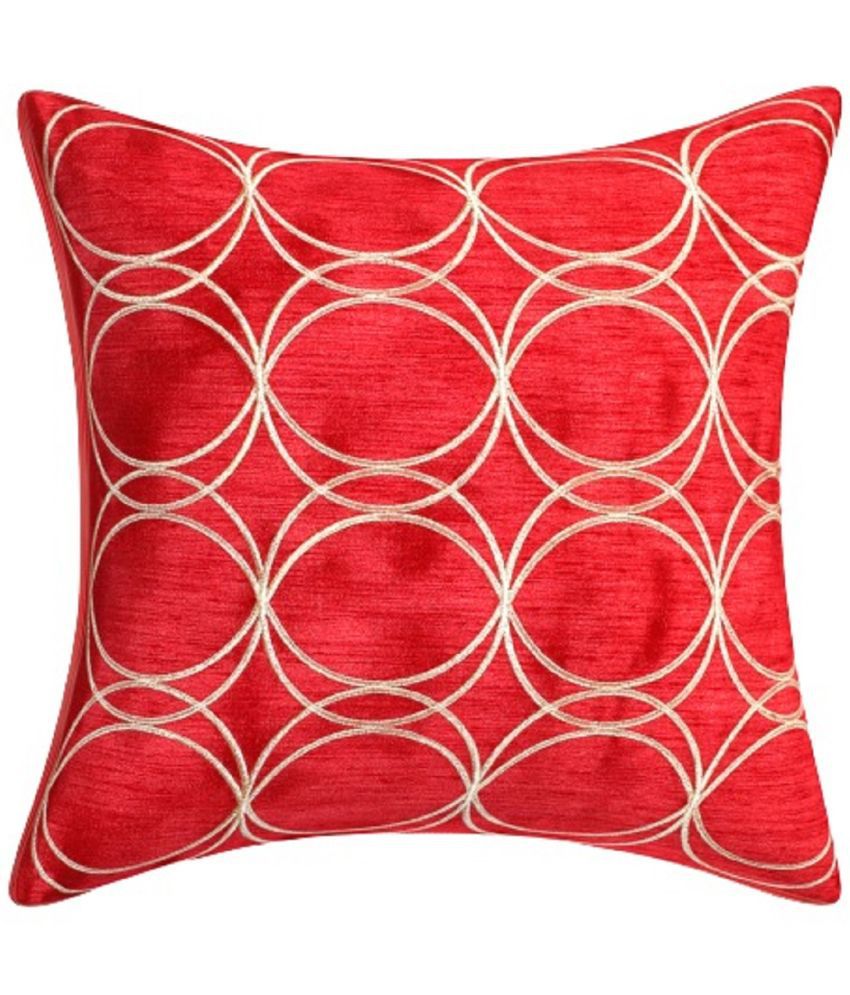     			INDHOME LIFE - Red Set of 1 Silk Square Cushion Cover