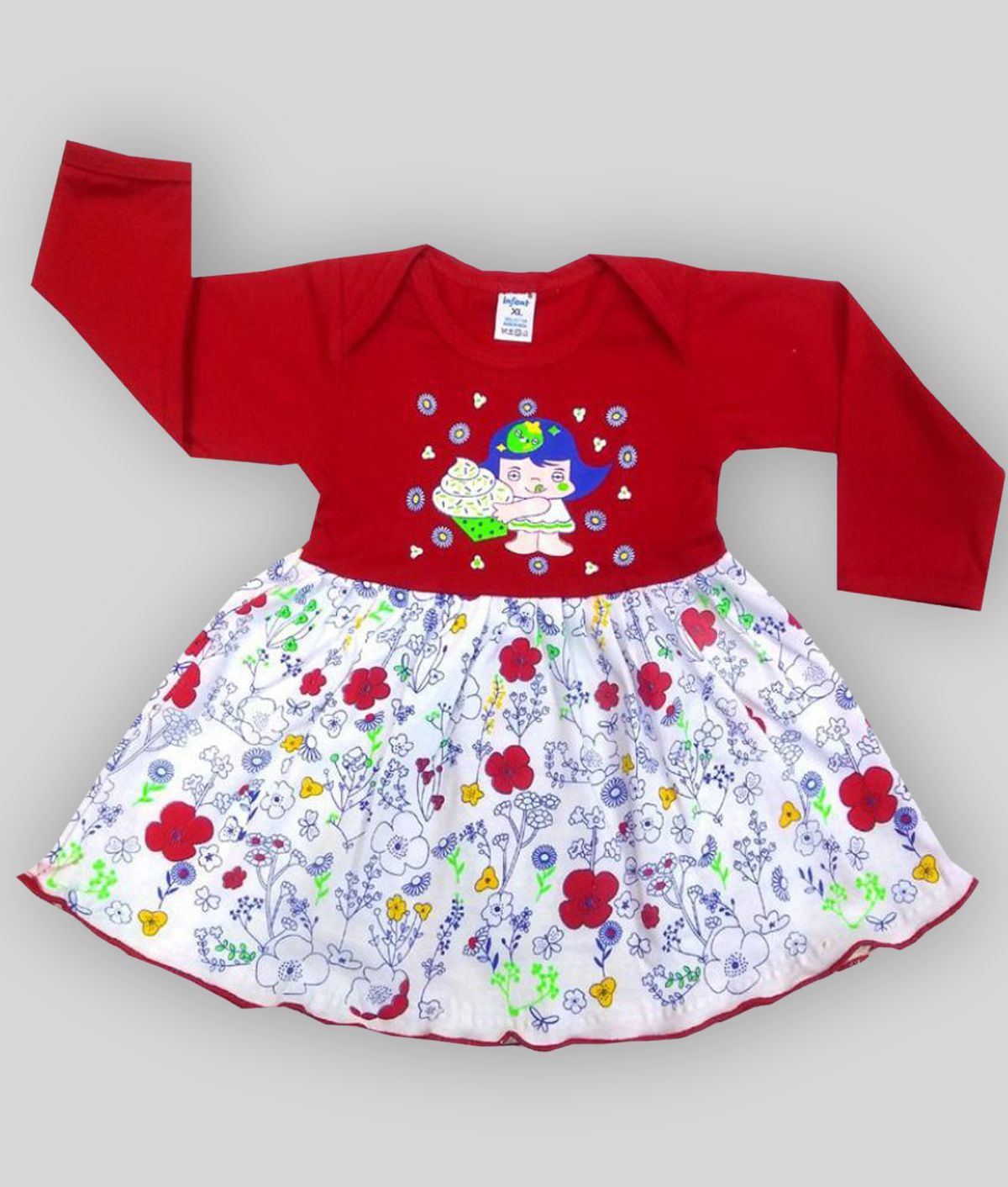     			INFANT  Baby Girls Full Midi/Knee Length Casual frock Dress.(Red)