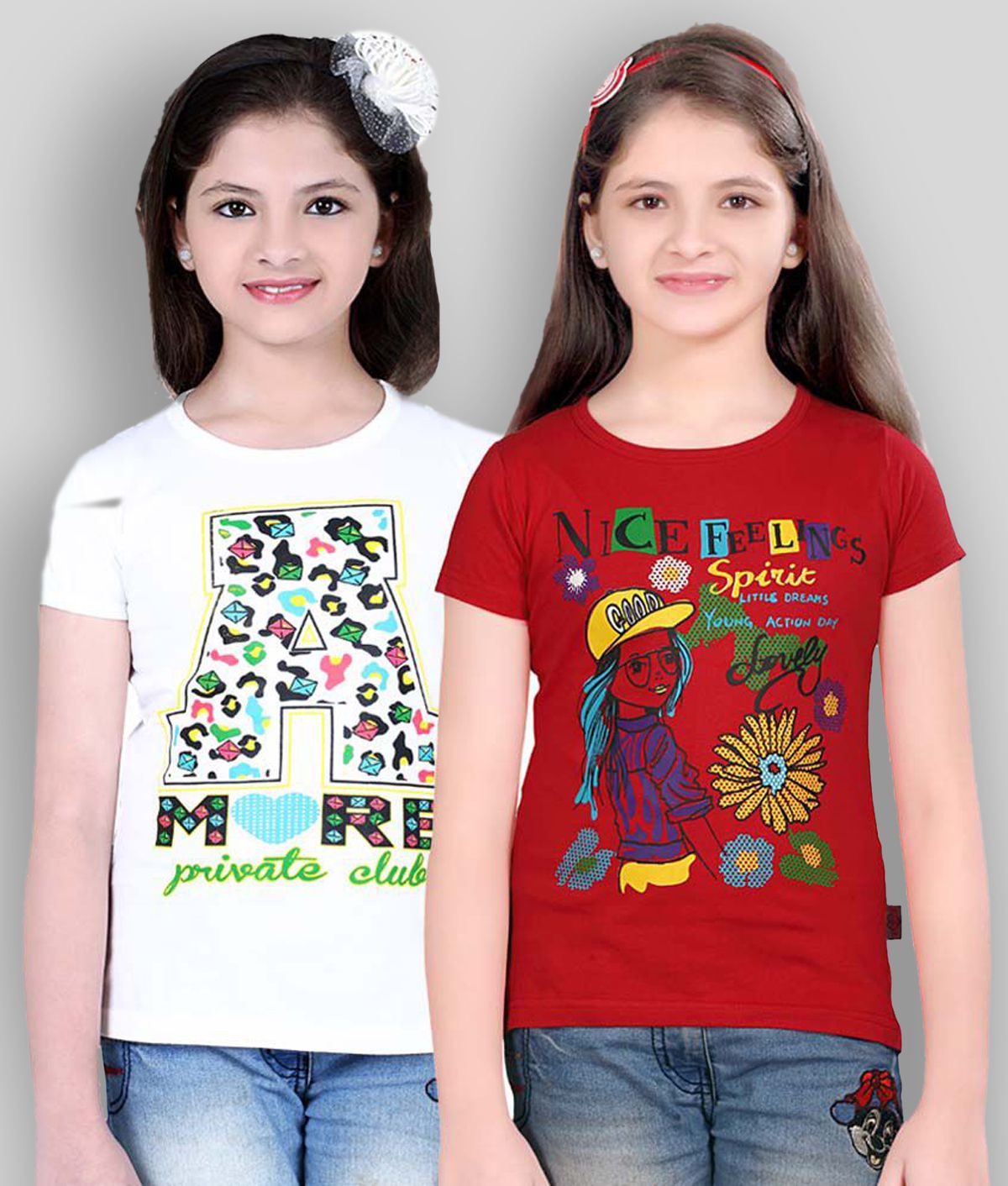     			Sini Mini - Multicolor Cotton Girl's Top ( Pack of 2 )