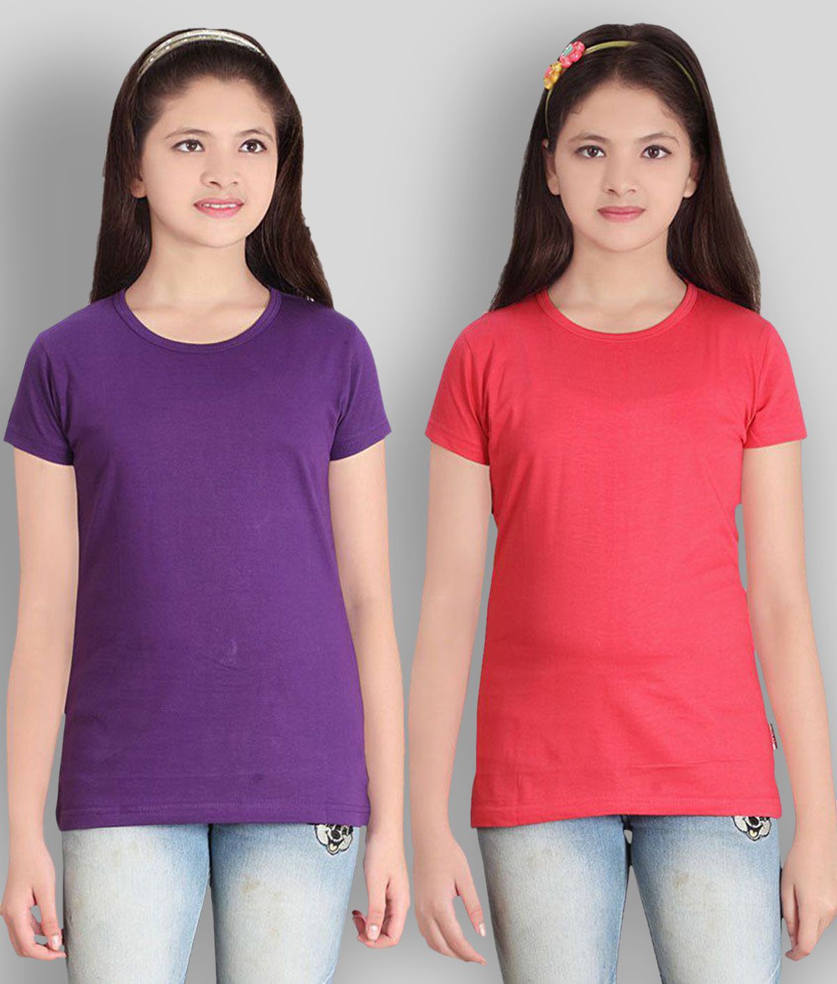     			Sini Mini - Multicolor Cotton Girl's T-Shirt ( Pack of 2 )