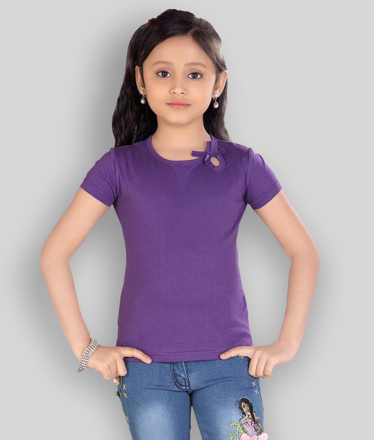     			Sini Mini - Purple Cotton Girl's T-Shirt ( Pack of 1 )