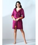 N-Gal - Magenta Satin Women's Nightwear Robes ( Pack of 1 )