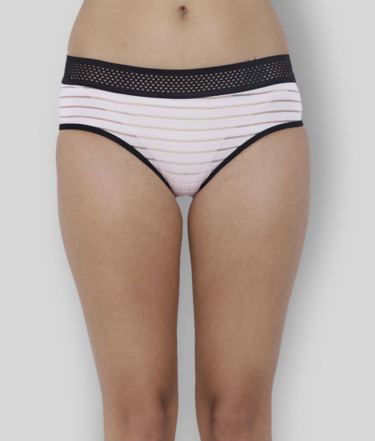     			BASIICS By La Intimo Polyester Striped Women's Briefs ( Pink )