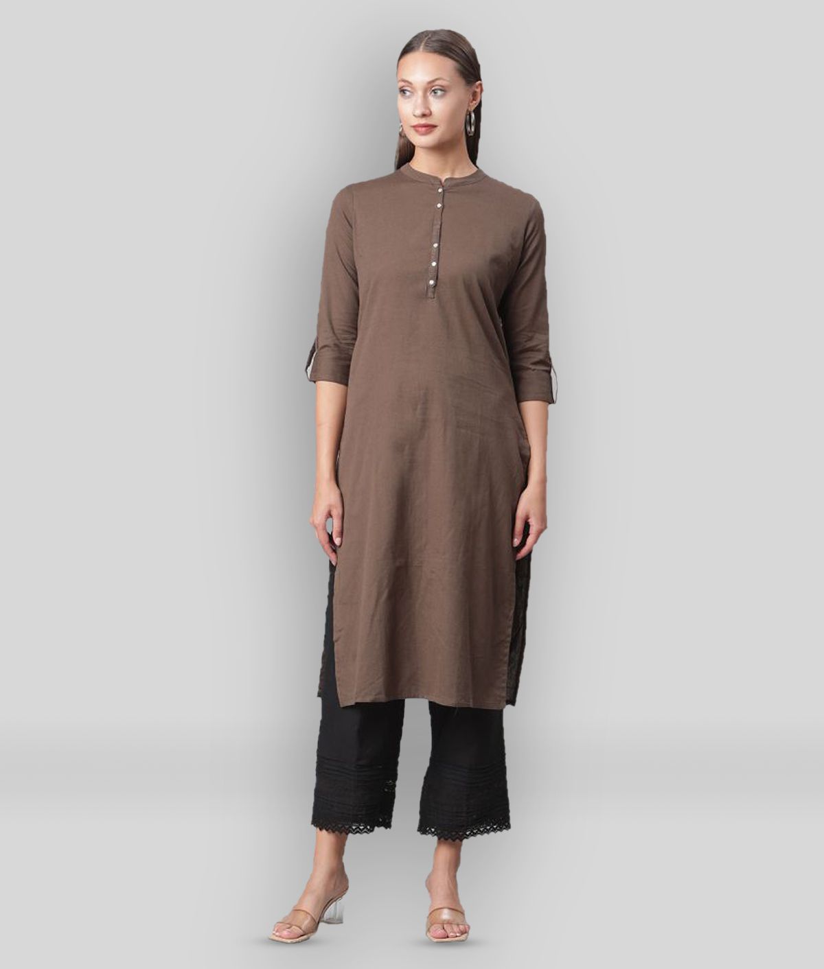     			Divena - Brown Cotton Women's Straight Kurti ( Pack of 1 )