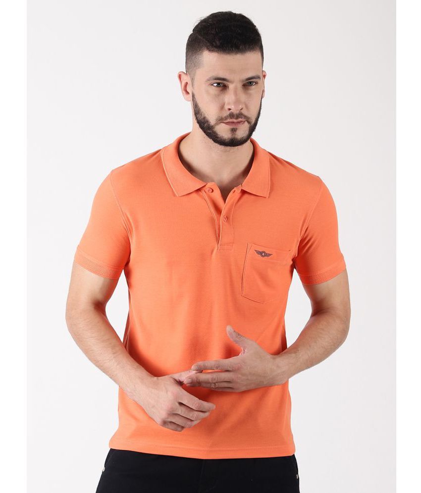     			Force NXT Pack of 1 Cotton Regular Fit Solid Half Sleeves Men's Polo T Shirt ( Orange )