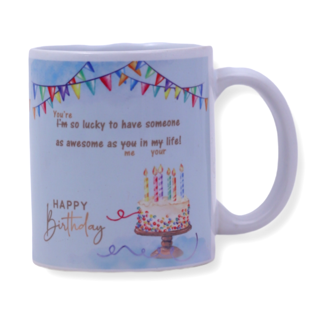 HOMETALES - Light Blue Ceramic Happy Birthday Gifting Coffee Mug