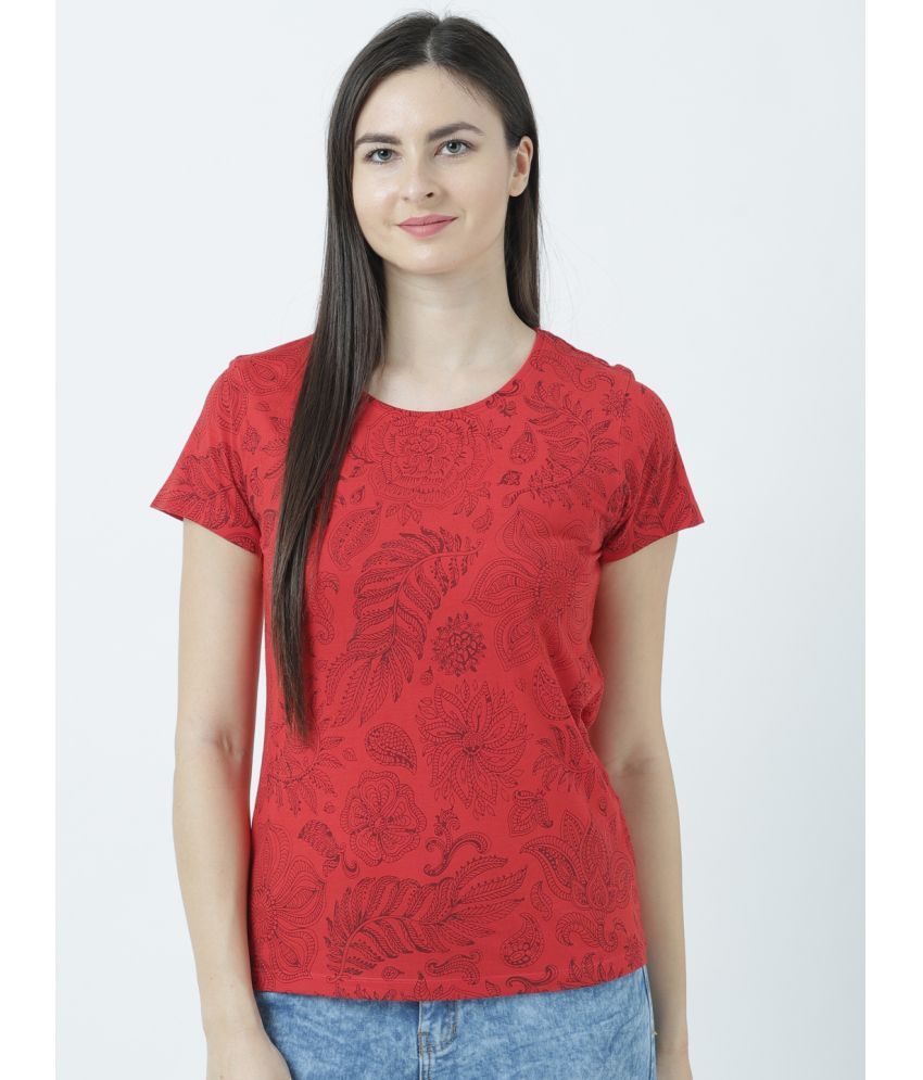     			Huetrap - Red Cotton Blend Regular Fit Women's T-Shirt ( Pack of 1 )