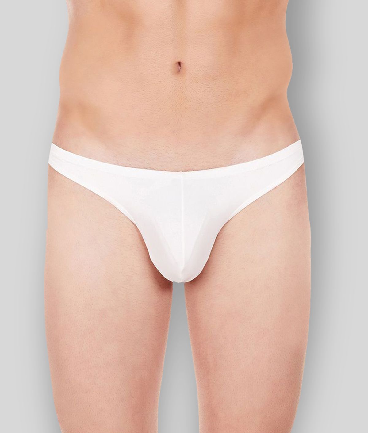 La Intimo - White Cotton Blend Men's Thongs ( Pack of 1 )