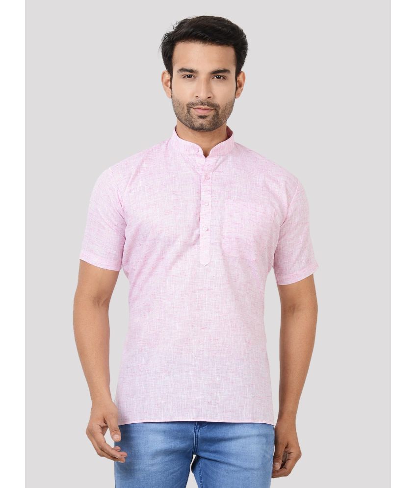     			Maharaja - Pink Cotton Blend Men's Shirt Style Kurta ( Pack of 1 )