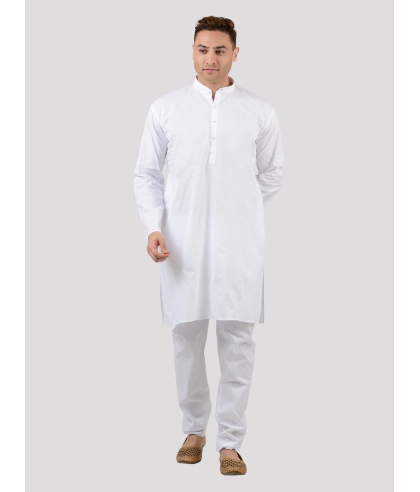     			Maharaja - White Cotton Regular Fit Men's Kurta Pyjama Set ( Pack of 1 )