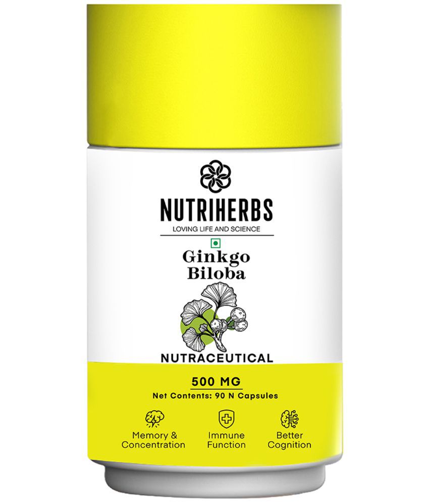     			"Nutriherbs Ginkgo Biloba 500 mg Pure Brahmi Extract- 90 Vegan Capsule| For Clarity, Focus & Memory improves Blood Circulation & Brain Functionality