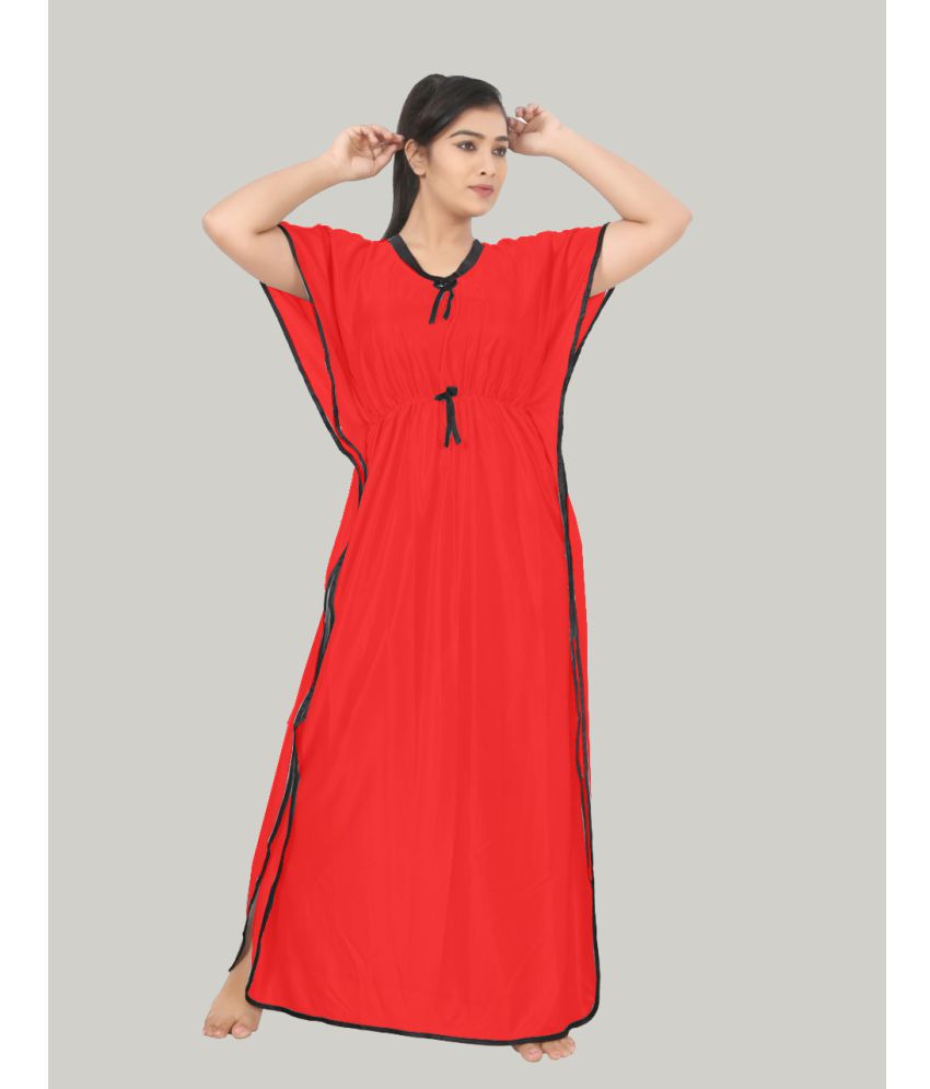     			RRIDHIMA - Red Satin Women's Nightwear Kaftan ( Pack of 1 )