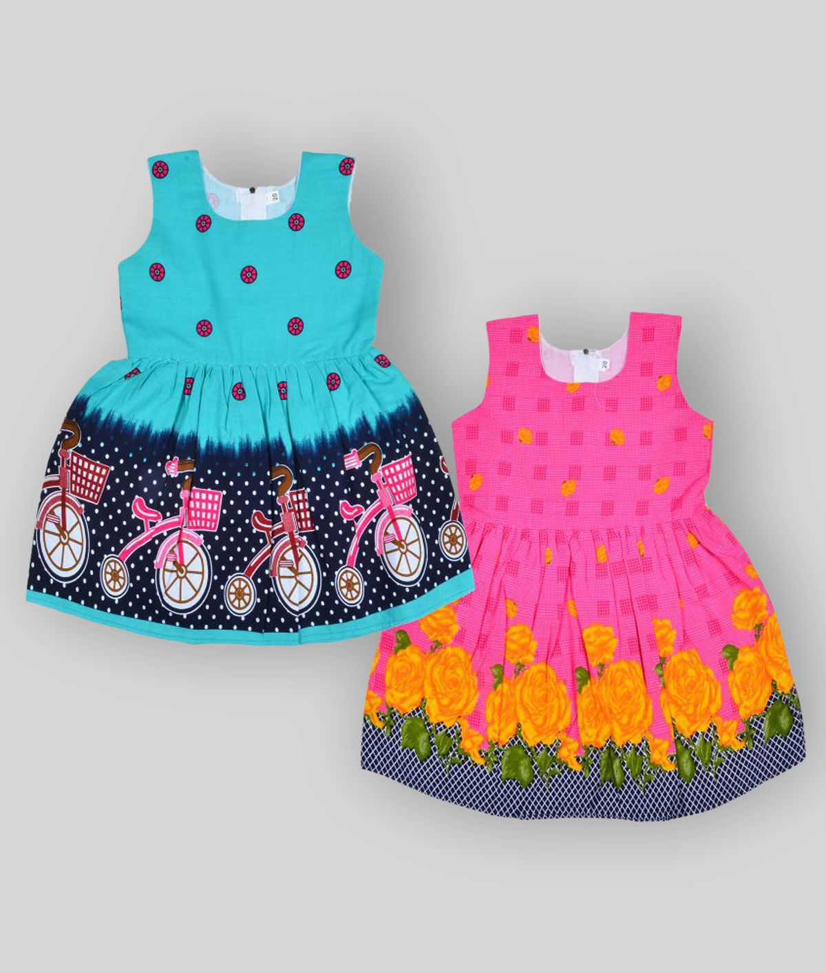     			Sathiyas  Baby Girls Floral Printed Frocks