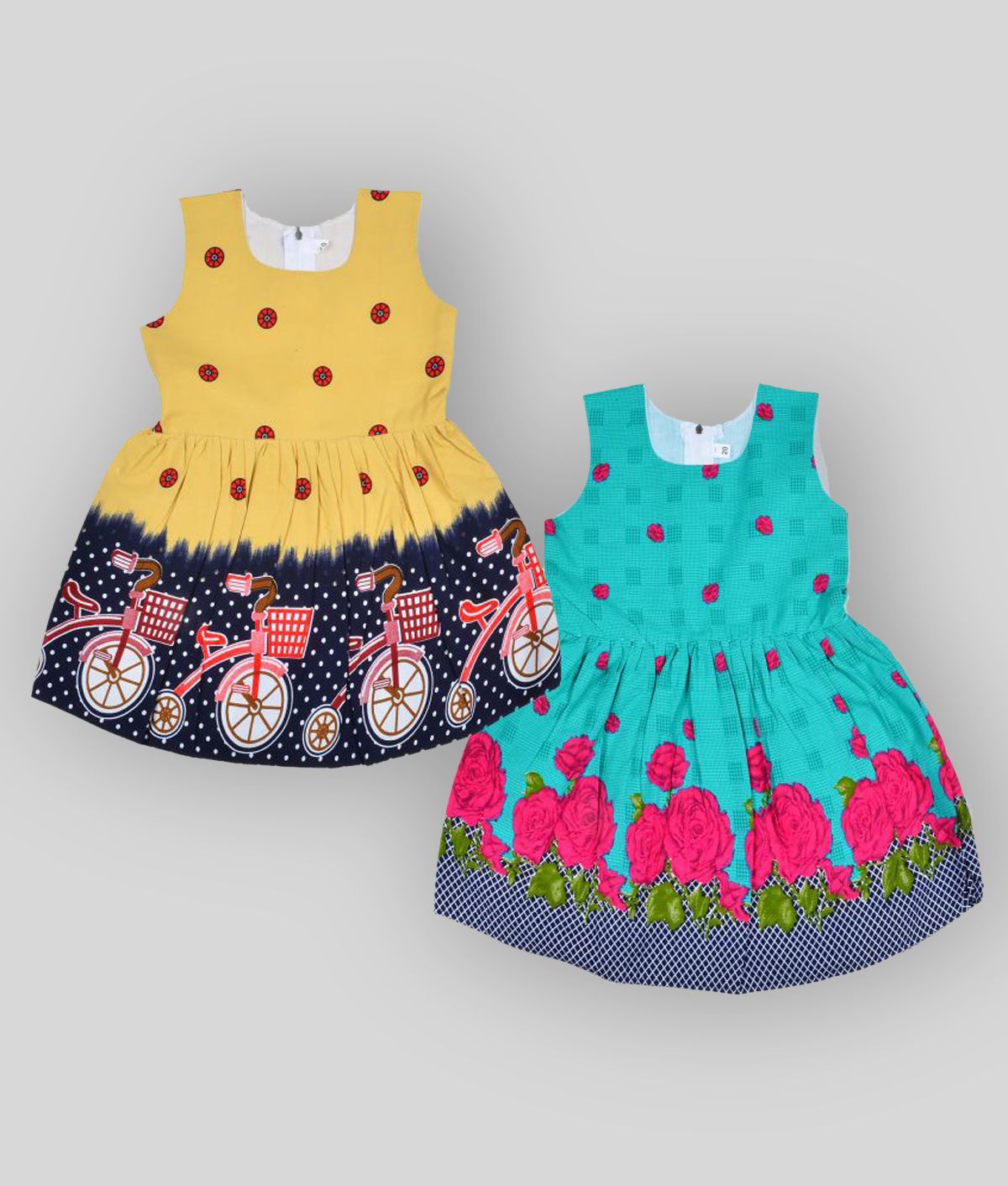     			Sathiyas  Baby Girls Floral Printed Frocks