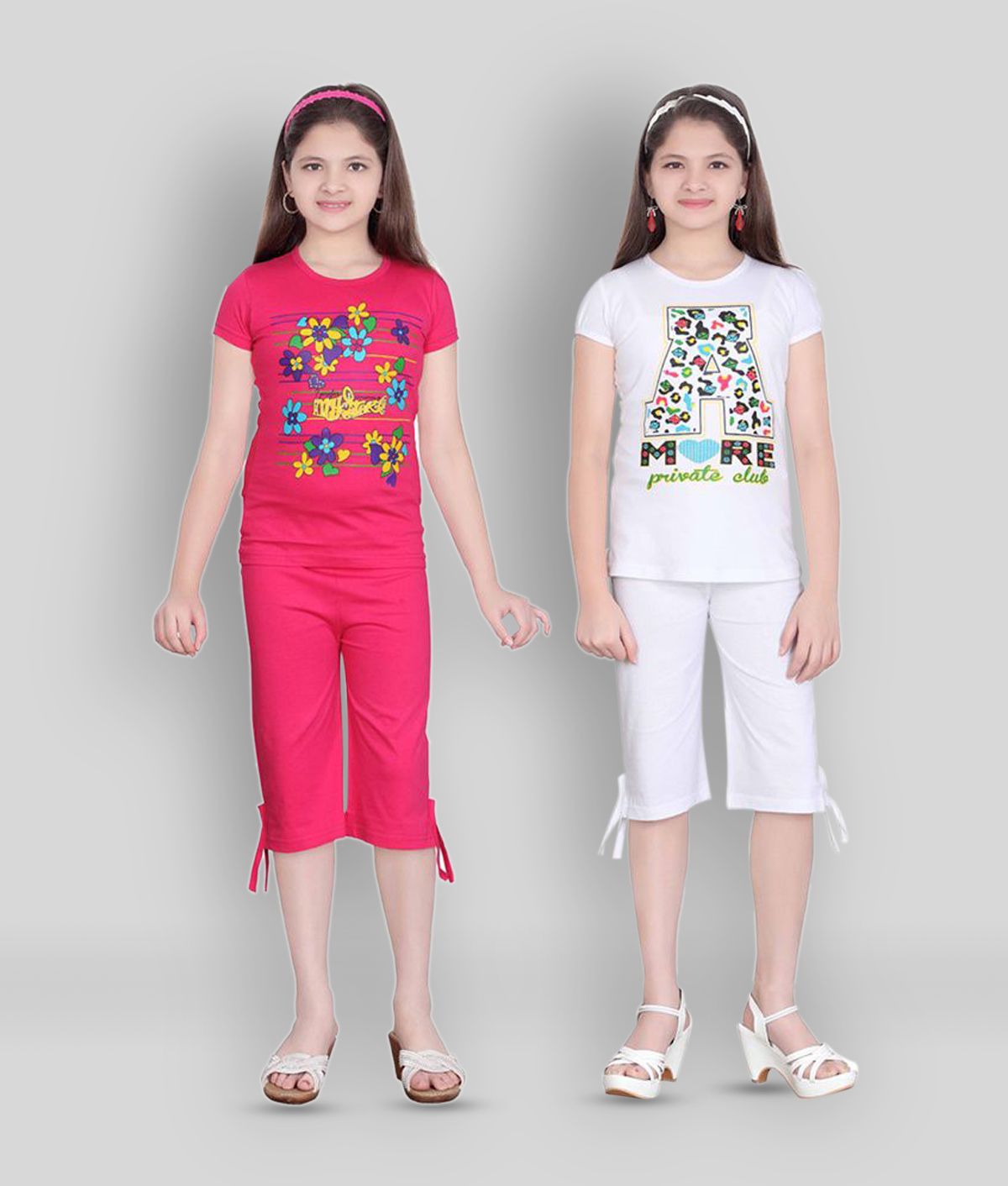     			Sini Mini - Multicolor Cotton Girl's Top With Capris ( Pack of 2 )