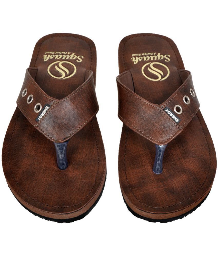 Squash - Brown Men's Leather Slipper ( Pack of 1 )
