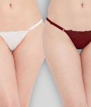 N-Gal Pack of 2 Polyester Self Design Women's G-Strings ( Multi Color )