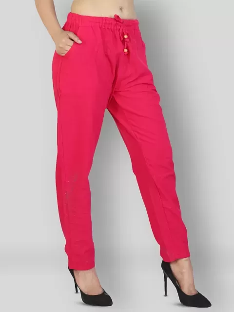 Buy Pink Pants for Women by GO COLORS Online | Ajio.com