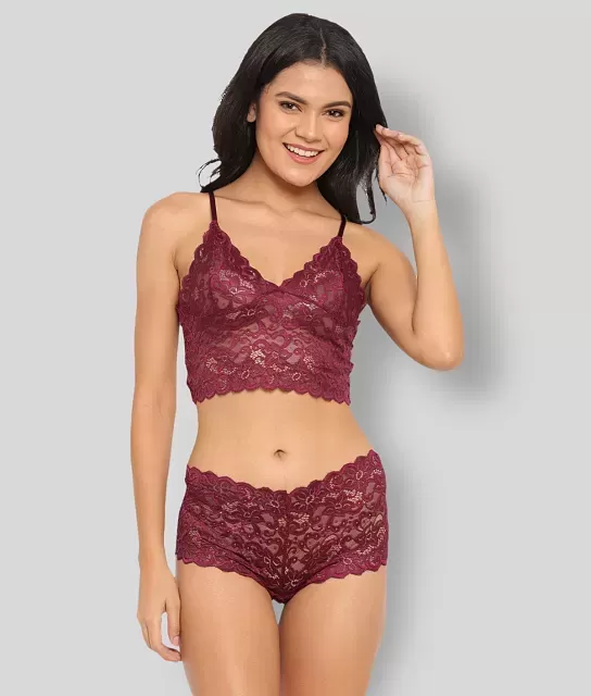 Buy online Maroon Non Padded Bralette Bra from lingerie for Women by N-gal  for ₹369 at 26% off