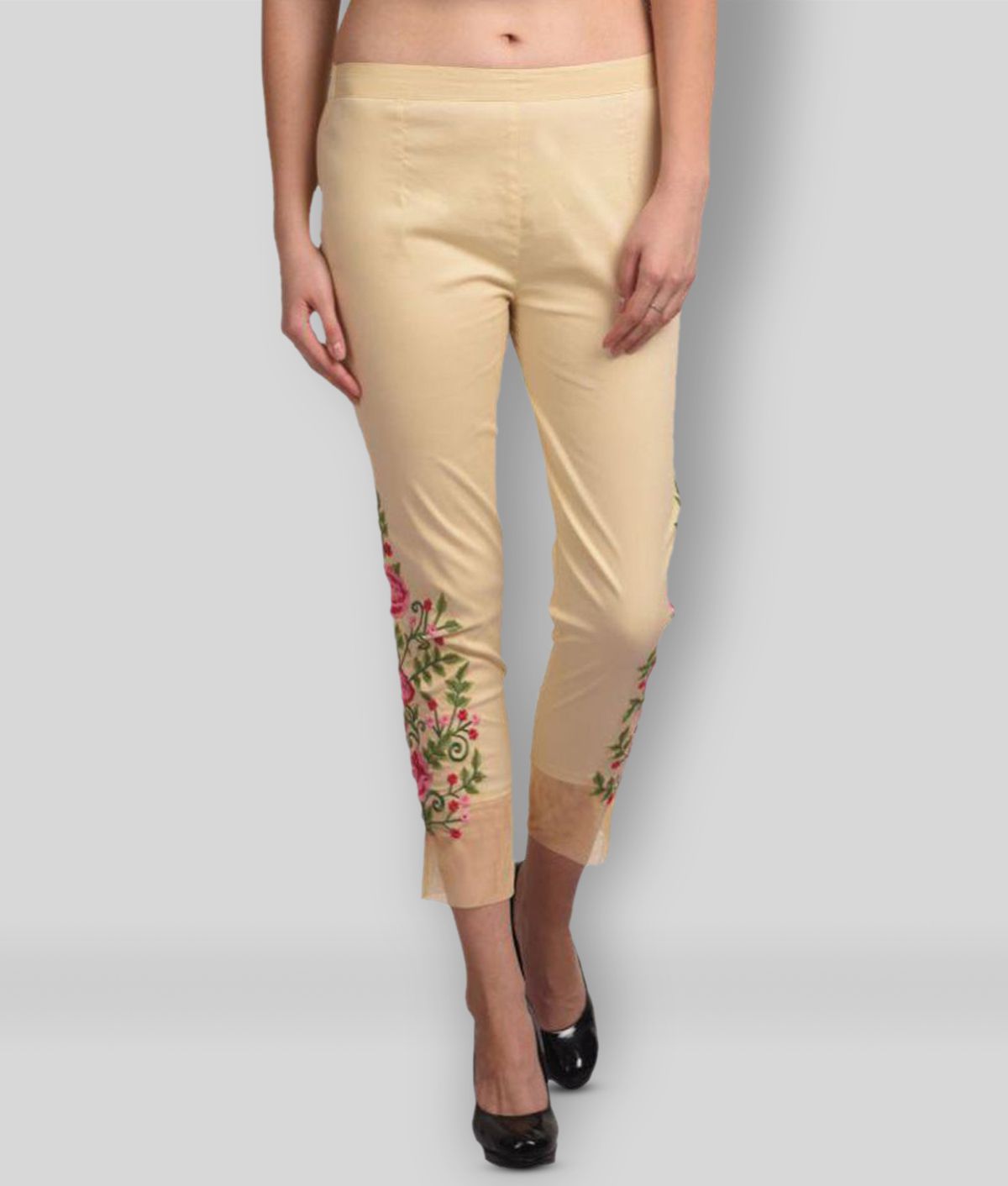 Aasma Creatives - Beige Cotton Straight Fit Women's Casual Pants  ( Pack of 1 )