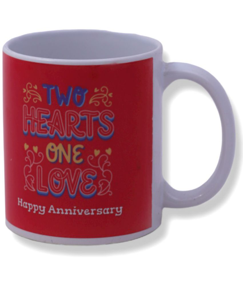 HOMETALES - Red Ceramic Happy Anniversary Gifting Coffee Mug