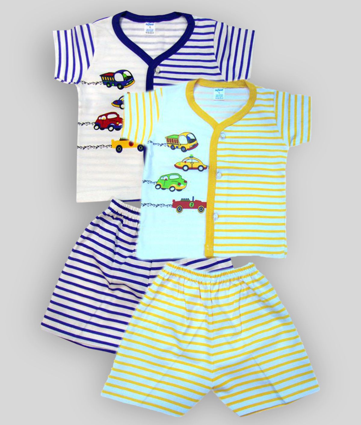     			INFANT - Multicolor Cotton Top & Shorts For Baby Boy ( Pack of 2 )