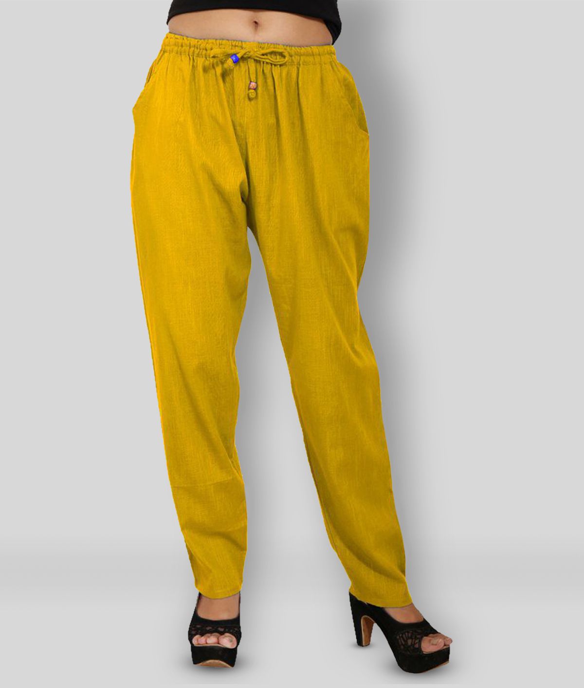     			Lee Moda - Yellow Cotton  Fit Women's Casual Pants  ( Pack of 1 )